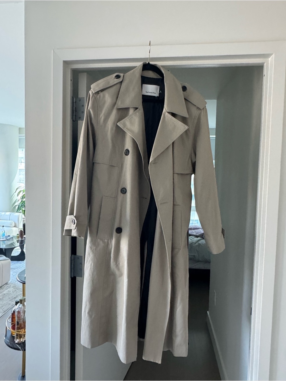 The Frankie Shop Beige Double-Breasted Trench Coat
